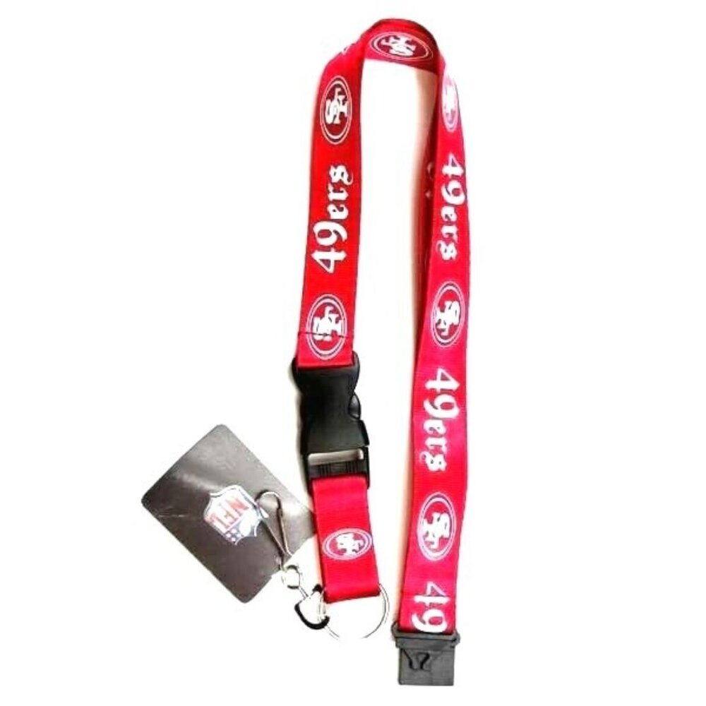San Franciso 49ers Team Lanyard Keychain 2 Sided Old English Font Design NFL